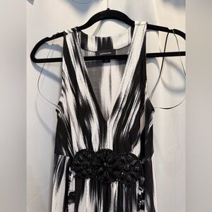 R&M Richards Black and White Maxi Dress with Embellished Waist